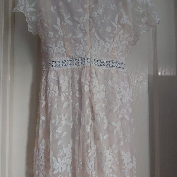 Baltic Born Boho Lace Dress Nude Mesh Floral Embroidered Romantic Bridal Beach L - Picture 11 of 16